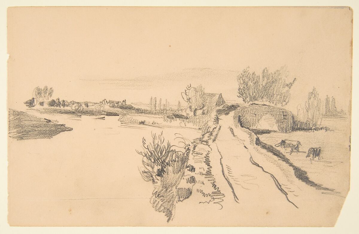 Sketchbook with views of Tours, France and its environs, Eugène Delacroix (French, Charenton-Saint-Maurice 1798–1863 Paris), Graphite and watercolor on wove paper
