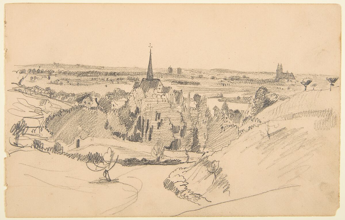 Sketchbook with views of Tours, France and its environs, Eugène Delacroix (French, Charenton-Saint-Maurice 1798–1863 Paris), Graphite and watercolor on wove paper