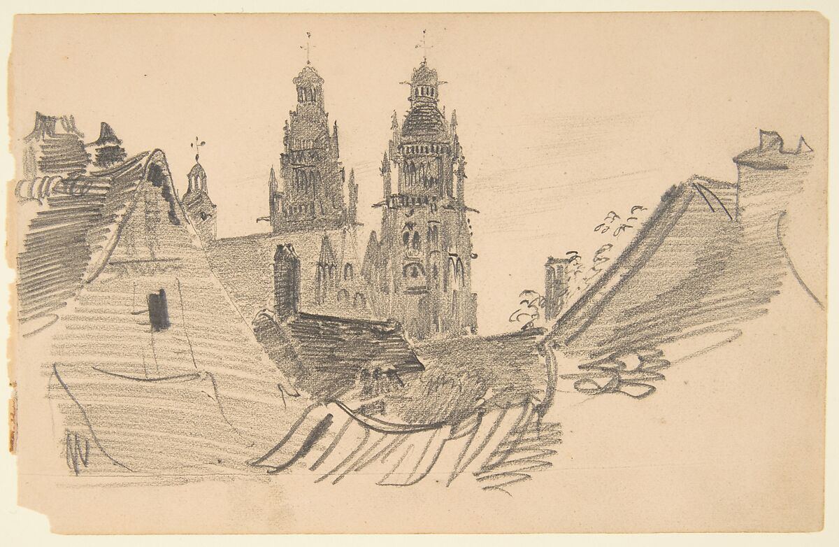 Sketchbook with views of Tours, France and its environs, Eugène Delacroix (French, Charenton-Saint-Maurice 1798–1863 Paris), Graphite and watercolor on wove paper