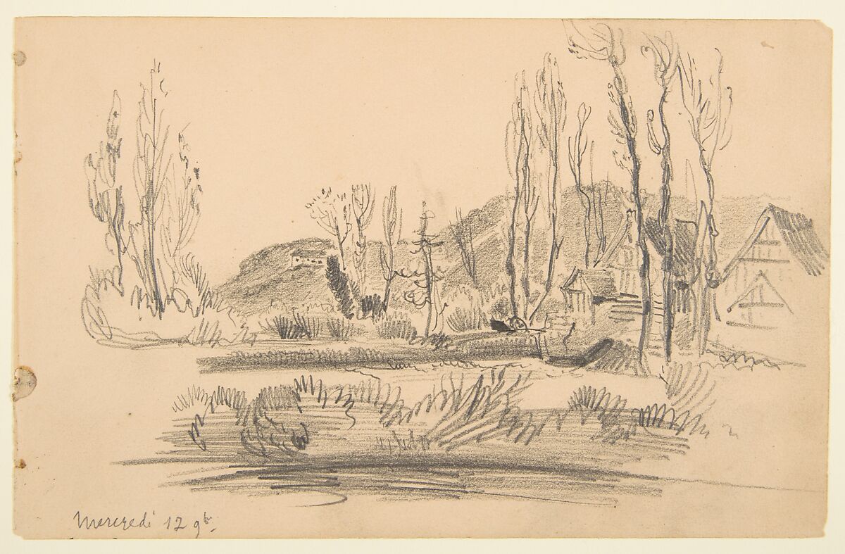 Sketchbook with views of Tours, France and its environs, Eugène Delacroix (French, Charenton-Saint-Maurice 1798–1863 Paris), Graphite and watercolor on wove paper