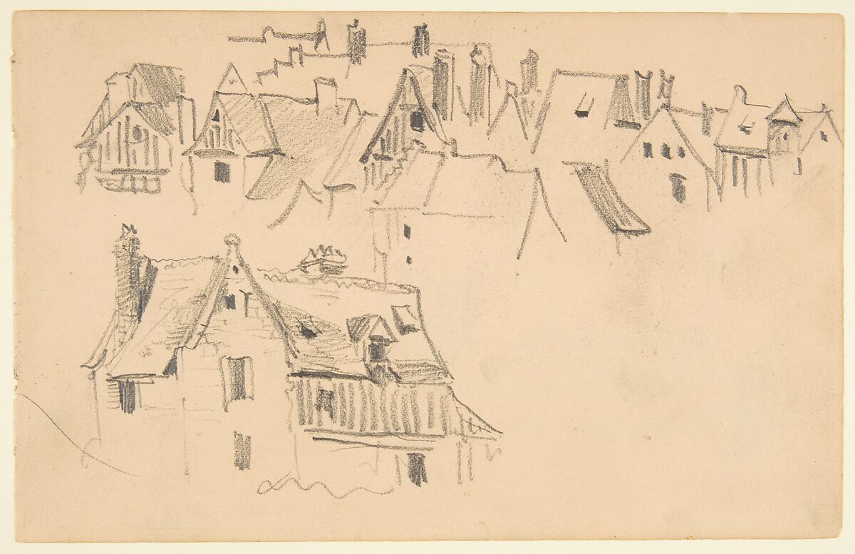Sketchbook with views of Tours, France and its environs, Eugène Delacroix (French, Charenton-Saint-Maurice 1798–1863 Paris), Graphite and watercolor on wove paper