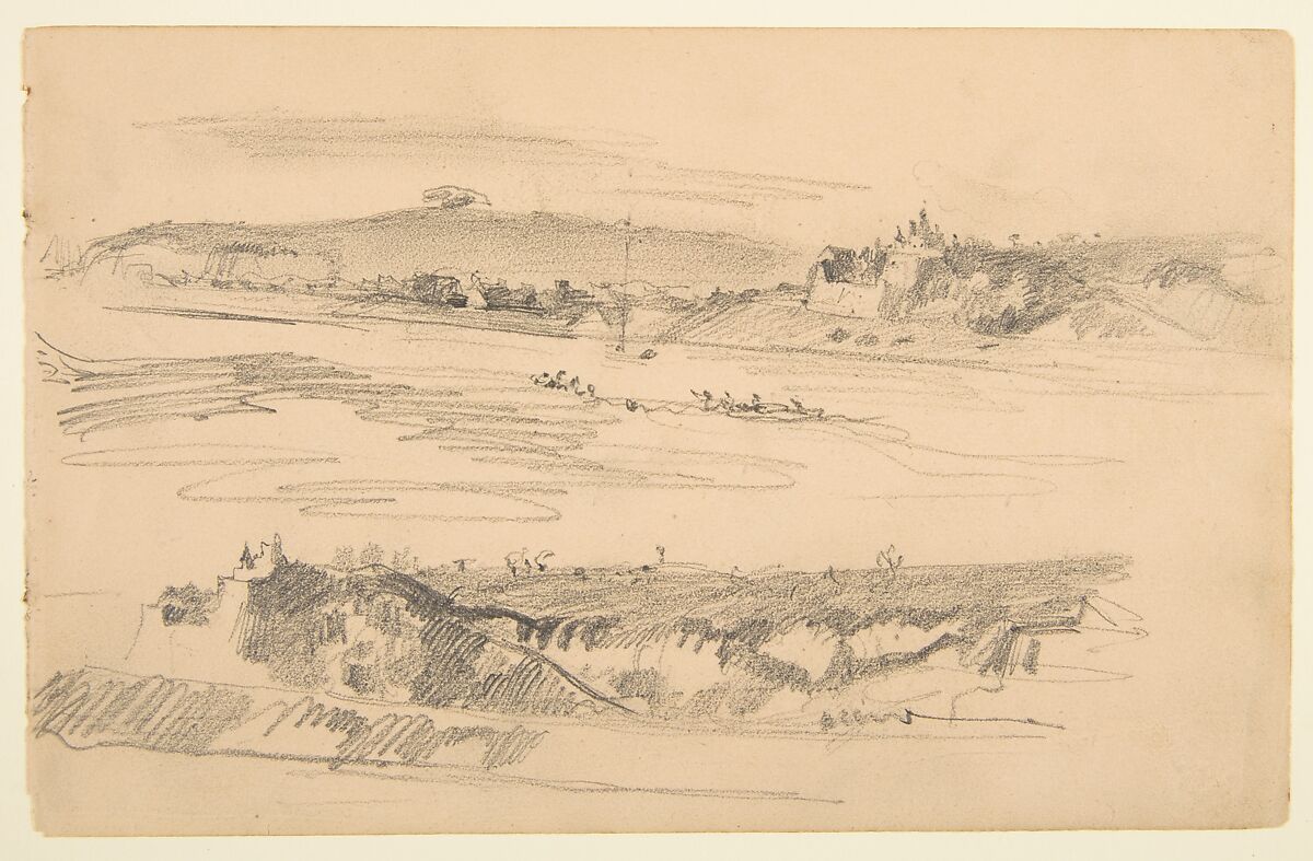 Sketchbook with views of Tours, France and its environs, Eugène Delacroix (French, Charenton-Saint-Maurice 1798–1863 Paris), Graphite and watercolor on wove paper