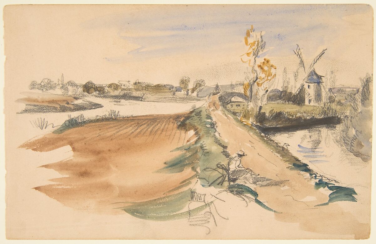 Sketchbook with views of Tours, France and its environs, Eugène Delacroix (French, Charenton-Saint-Maurice 1798–1863 Paris), Graphite and watercolor on wove paper