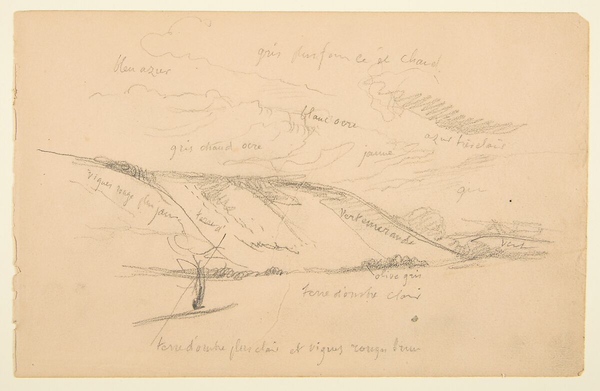 Sketchbook with views of Tours, France and its environs, Eugène Delacroix (French, Charenton-Saint-Maurice 1798–1863 Paris), Graphite and watercolor on wove paper