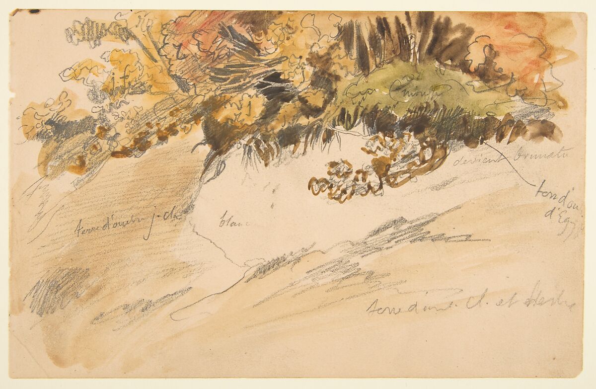 Sketchbook with views of Tours, France and its environs, Eugène Delacroix (French, Charenton-Saint-Maurice 1798–1863 Paris), Graphite and watercolor on wove paper