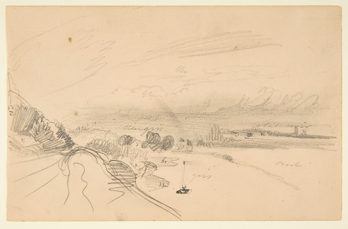Sketchbook with views of Tours, France and its environs, Eugène Delacroix (French, Charenton-Saint-Maurice 1798–1863 Paris), Graphite and watercolor on wove paper