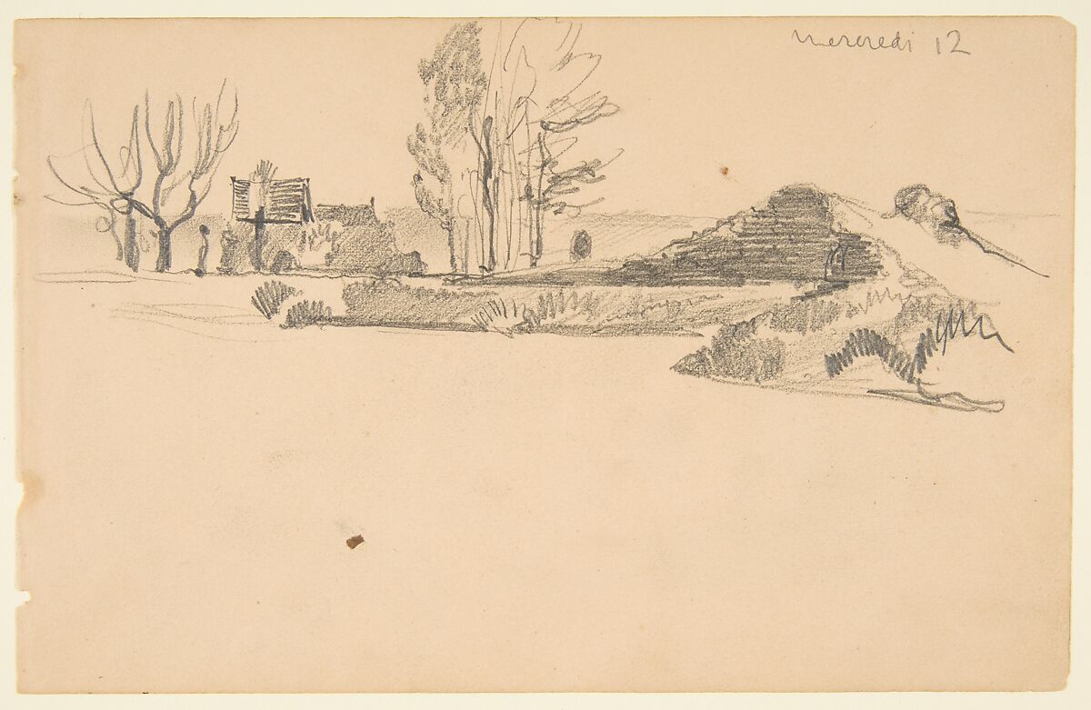 Sketchbook with views of Tours, France and its environs, Eugène Delacroix (French, Charenton-Saint-Maurice 1798–1863 Paris), Graphite and watercolor on wove paper