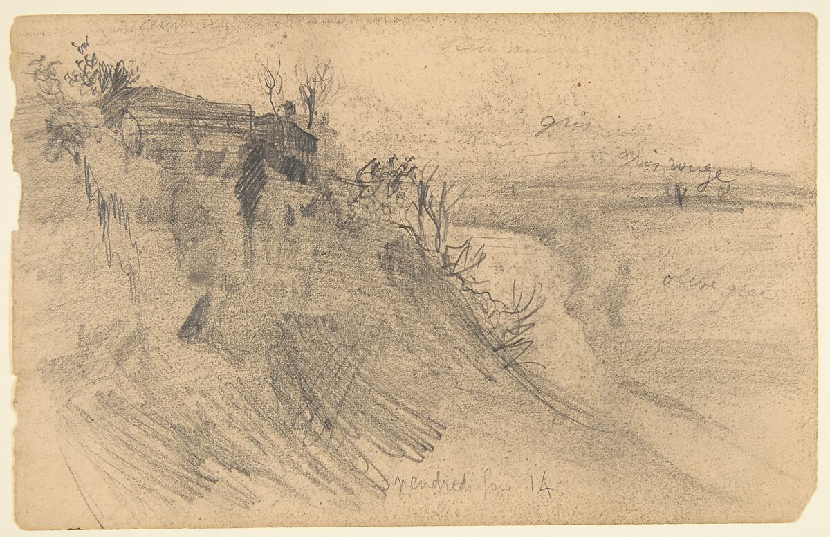 Sketchbook with views of Tours, France and its environs, Eugène Delacroix (French, Charenton-Saint-Maurice 1798–1863 Paris), Graphite and watercolor on wove paper