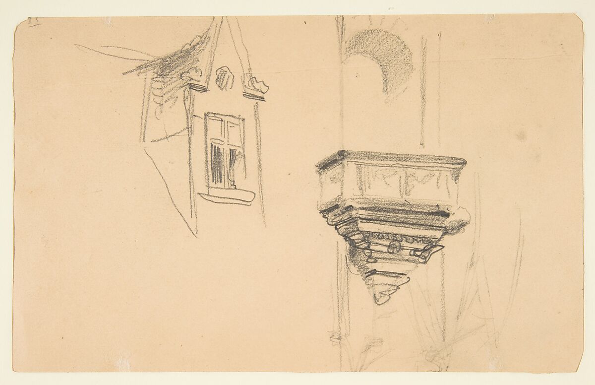 Sketchbook with views of Tours, France and its environs, Eugène Delacroix (French, Charenton-Saint-Maurice 1798–1863 Paris), Graphite and watercolor on wove paper