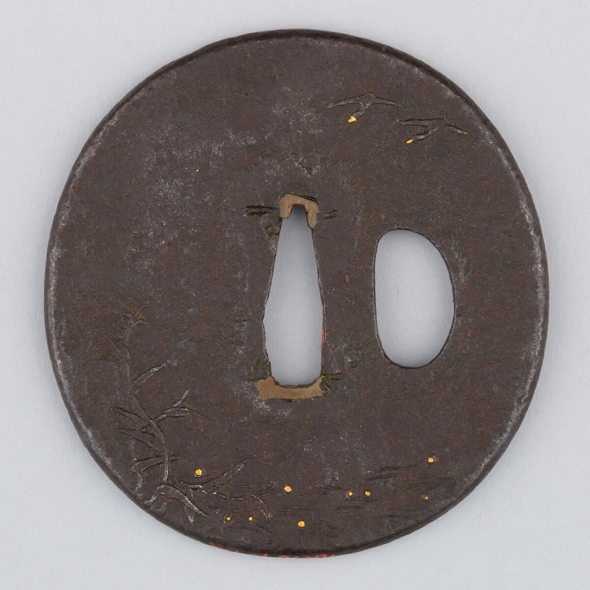 Sword Guard (Tsuba), Iron, copper, Japanese