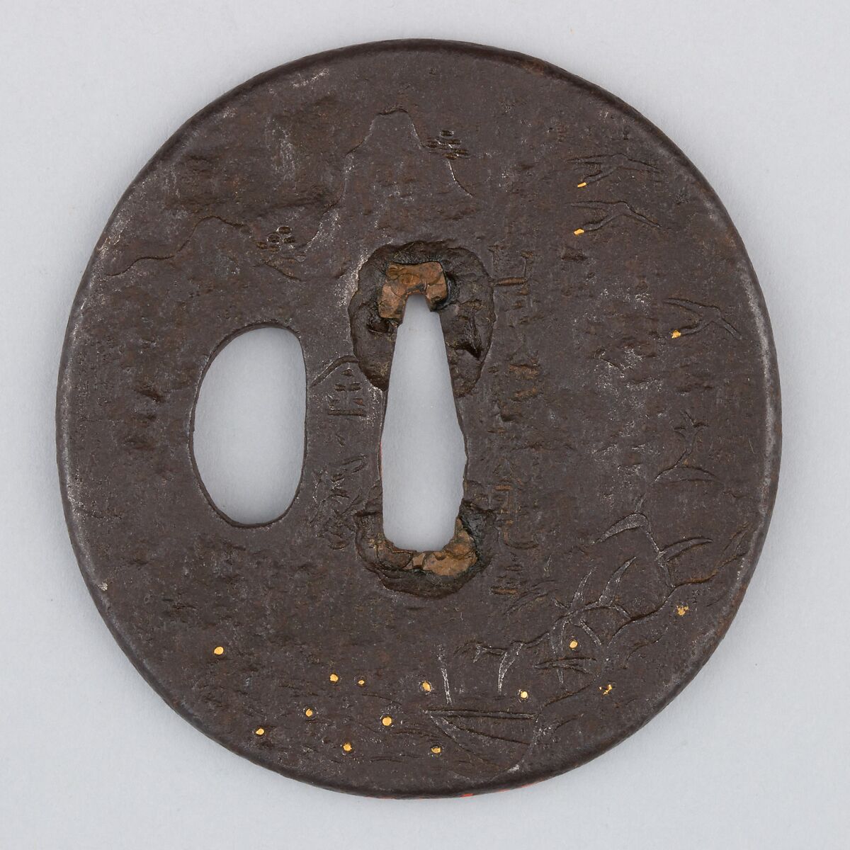 Sword Guard (Tsuba), Iron, copper, Japanese 