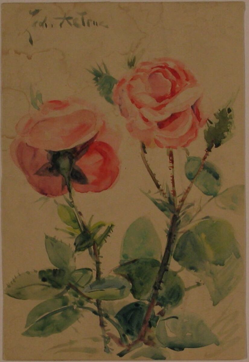Two Roses, Zacharie Astruc (French, Angers 1833–1907 Paris), Watercolor