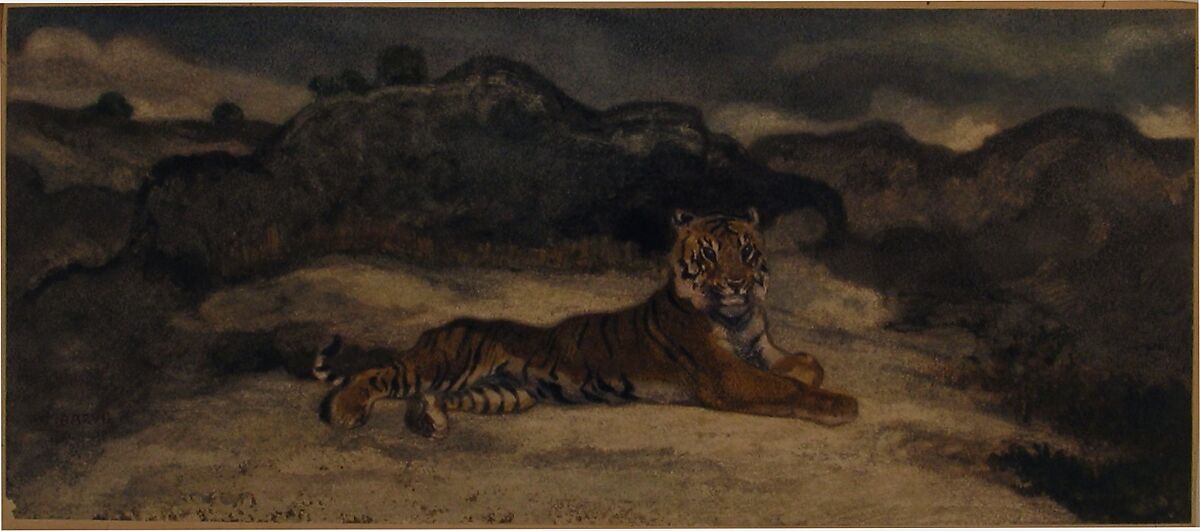 Royal Tiger, Antoine-Louis Barye (French, Paris 1795–1875 Paris), Watercolor and gouache