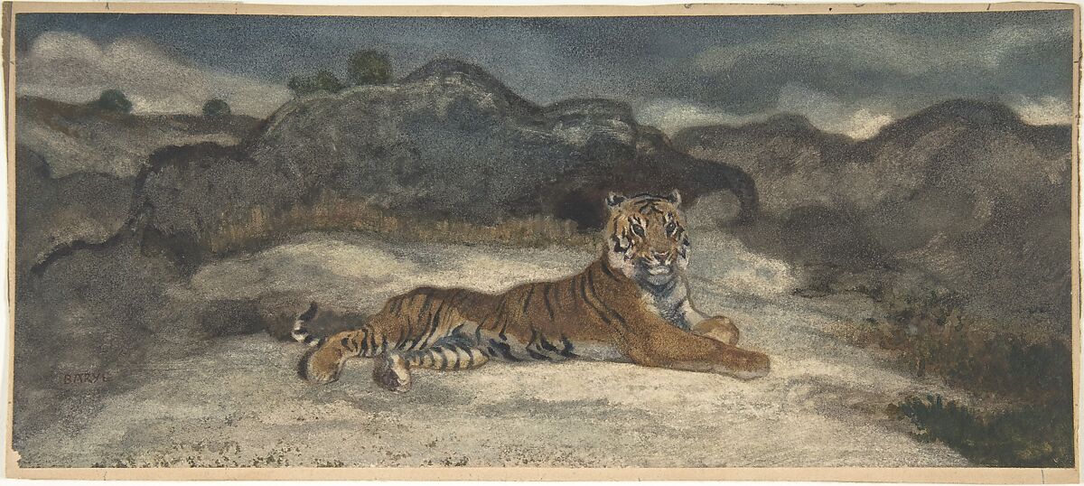 Royal Tiger, Antoine-Louis Barye (French, Paris 1795–1875 Paris), Watercolor and gouache 