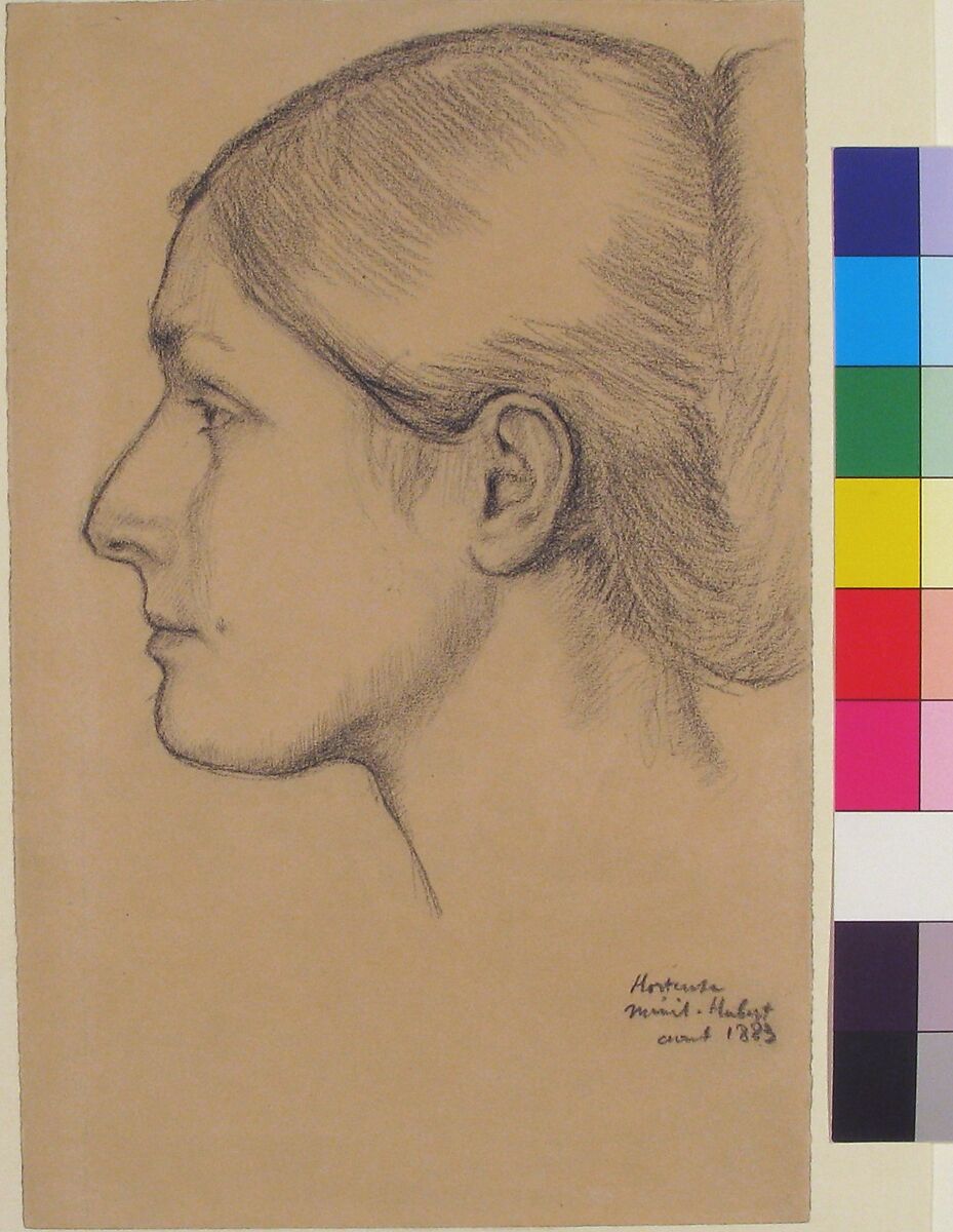 Portrait of Hortense Valpinçon (Mme. Jacques Fourchy), Edgar Degas (French, Paris 1834–1917 Paris), Black conté crayon