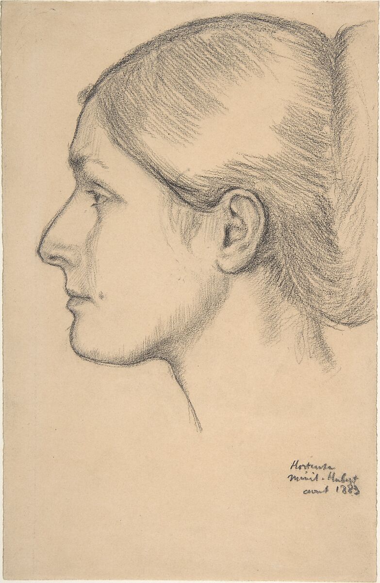 Portrait of Hortense Valpinçon (Mme. Jacques Fourchy), Edgar Degas (French, Paris 1834–1917 Paris), Black conté crayon 