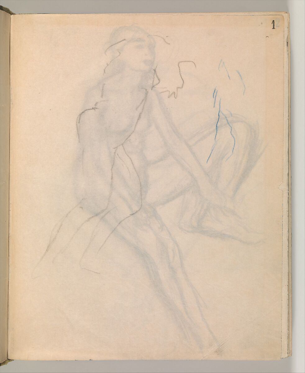 Album of Forty-five Figure Studies, Edgar Degas (French, Paris 1834–1917 Paris), Black chalk on thin, eggshell paper