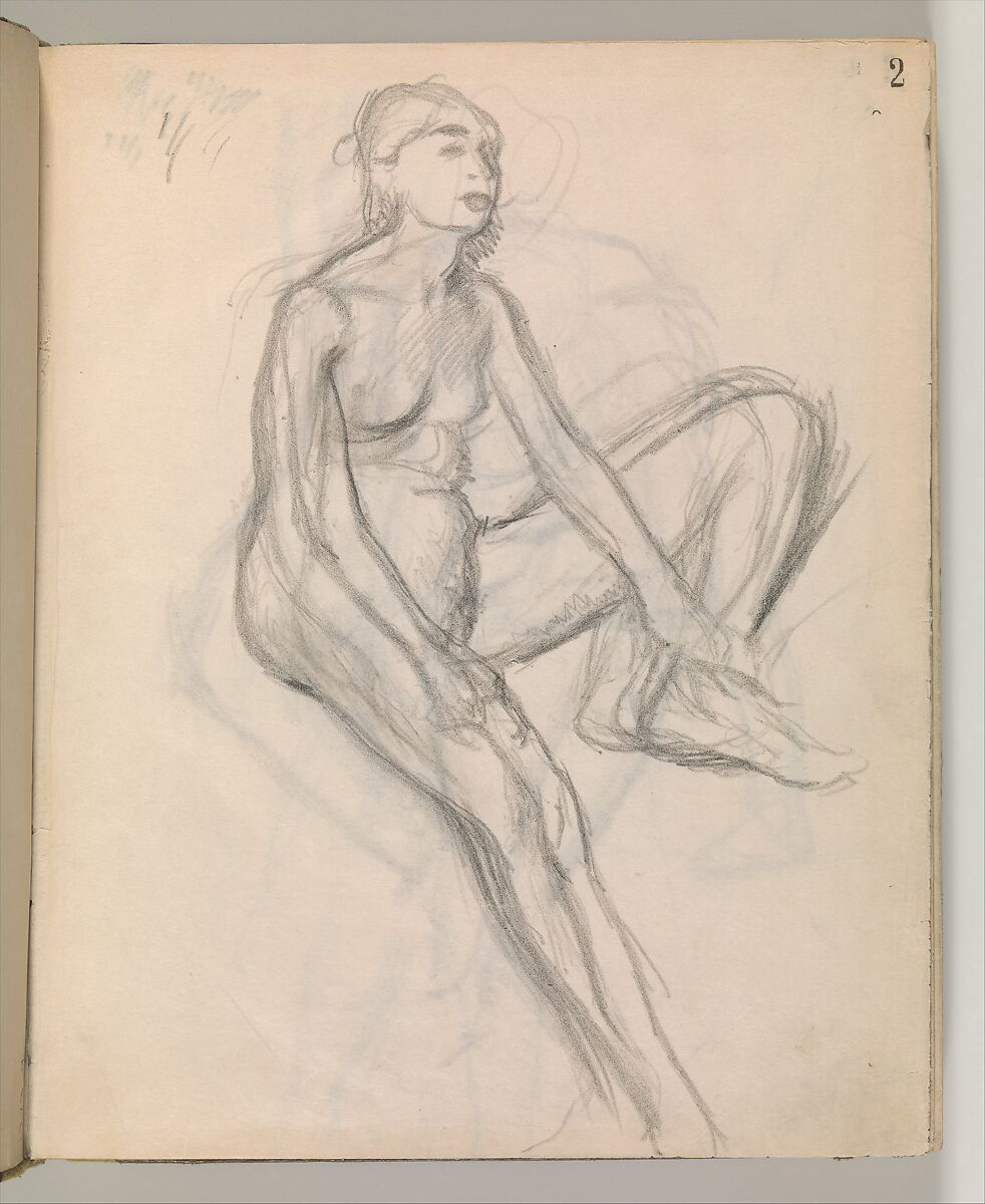 Album of Forty-five Figure Studies, Edgar Degas (French, Paris 1834–1917 Paris), Black chalk on thin, eggshell paper