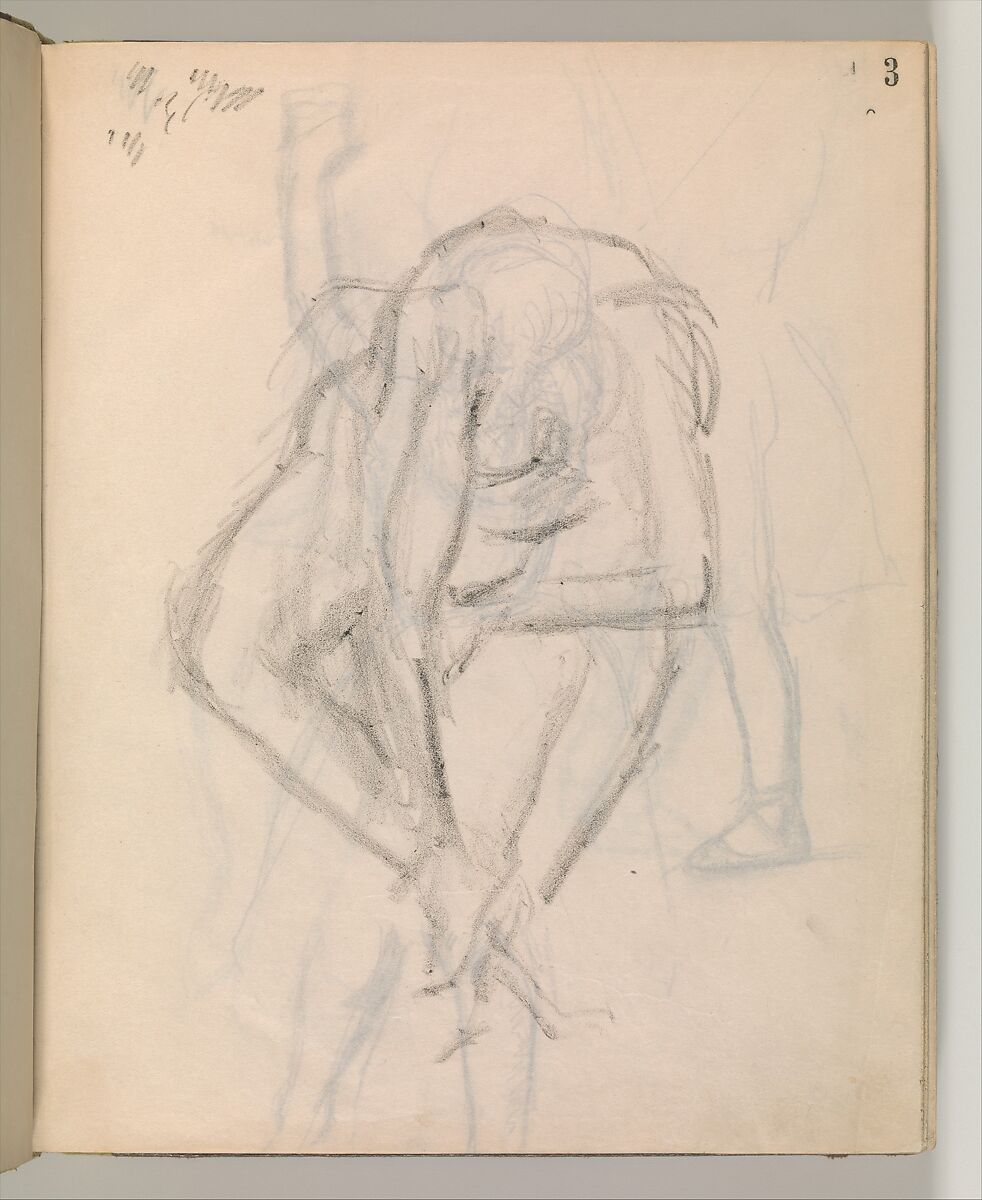 Album of Forty-five Figure Studies, Edgar Degas (French, Paris 1834–1917 Paris), Black chalk on thin, eggshell paper