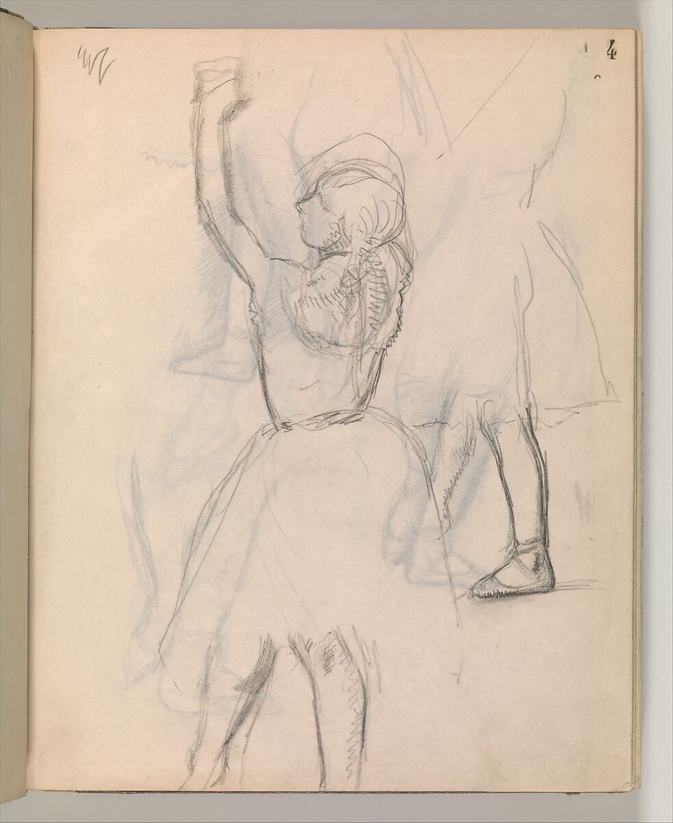 Album of Forty-five Figure Studies, Edgar Degas (French, Paris 1834–1917 Paris), Black chalk on thin, eggshell paper