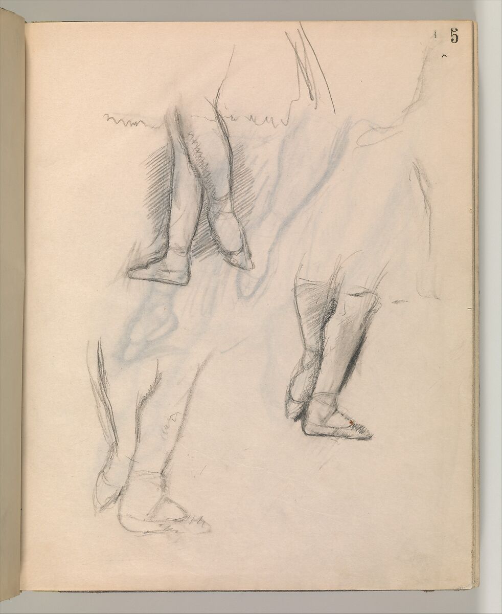 Album of Forty-five Figure Studies, Edgar Degas (French, Paris 1834–1917 Paris), Black chalk on thin, eggshell paper