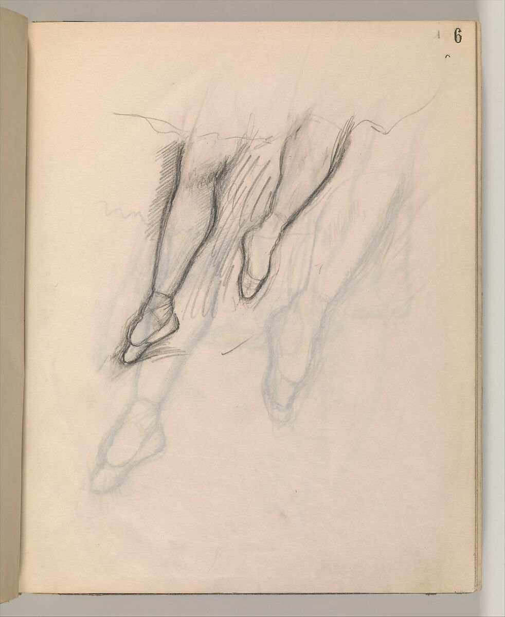 Album of Forty-five Figure Studies, Edgar Degas (French, Paris 1834–1917 Paris), Black chalk on thin, eggshell paper