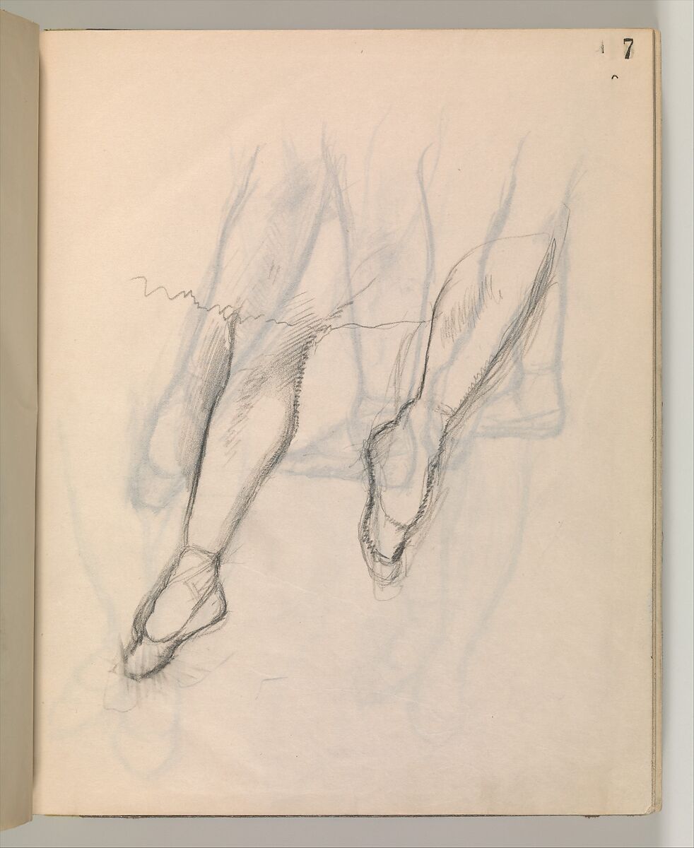 Album of Forty-five Figure Studies, Edgar Degas (French, Paris 1834–1917 Paris), Black chalk on thin, eggshell paper