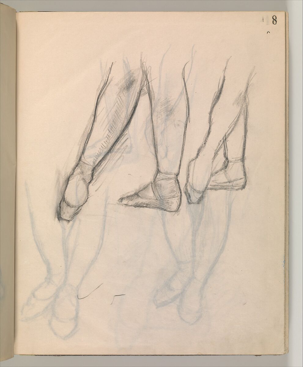 Album of Forty-five Figure Studies, Edgar Degas (French, Paris 1834–1917 Paris), Black chalk on thin, eggshell paper