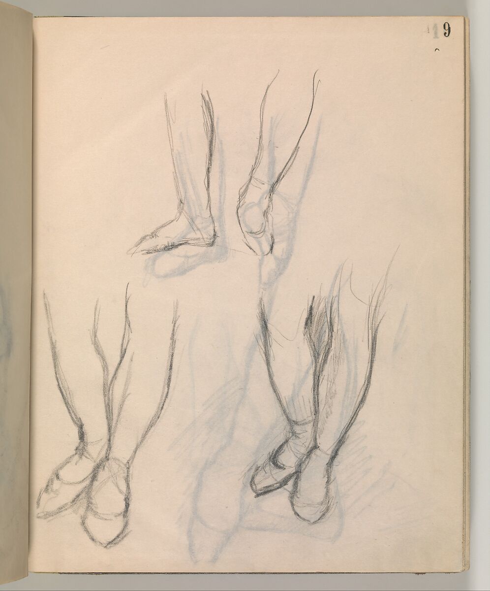 Album of Forty-five Figure Studies, Edgar Degas (French, Paris 1834–1917 Paris), Black chalk on thin, eggshell paper