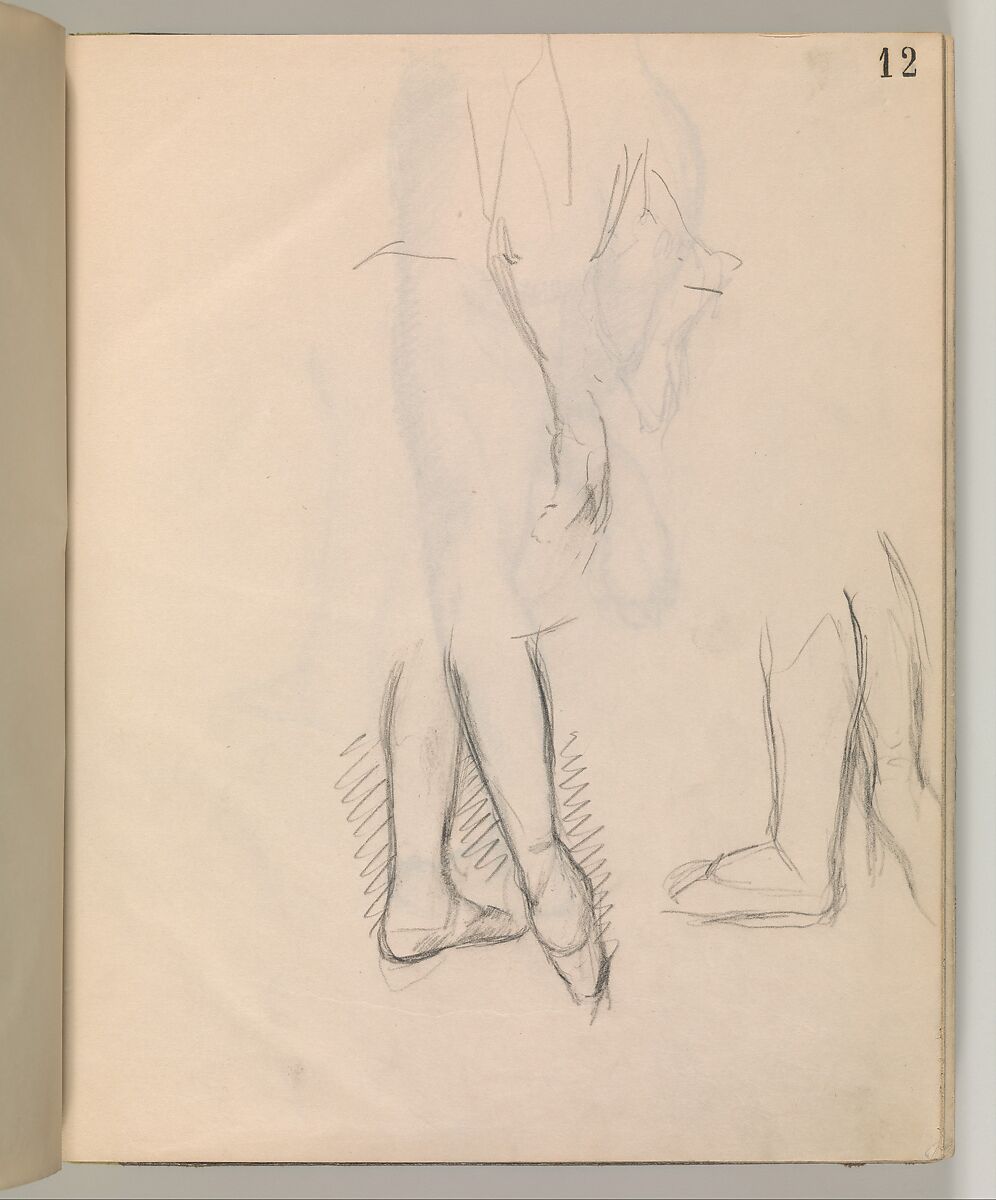 Album of Forty-five Figure Studies, Edgar Degas (French, Paris 1834–1917 Paris), Black chalk on thin, eggshell paper
