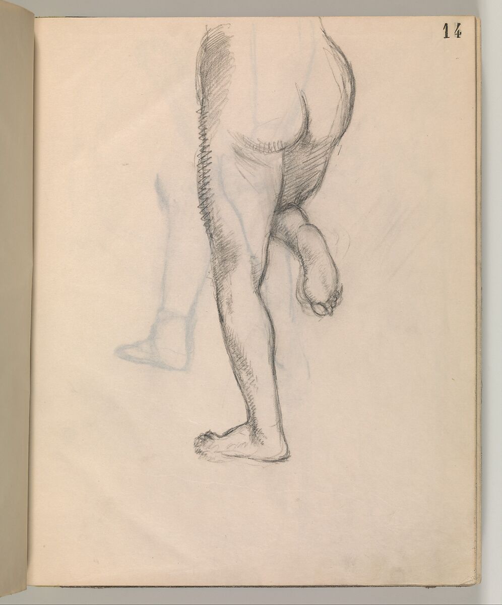 Album of Forty-five Figure Studies, Edgar Degas (French, Paris 1834–1917 Paris), Black chalk on thin, eggshell paper