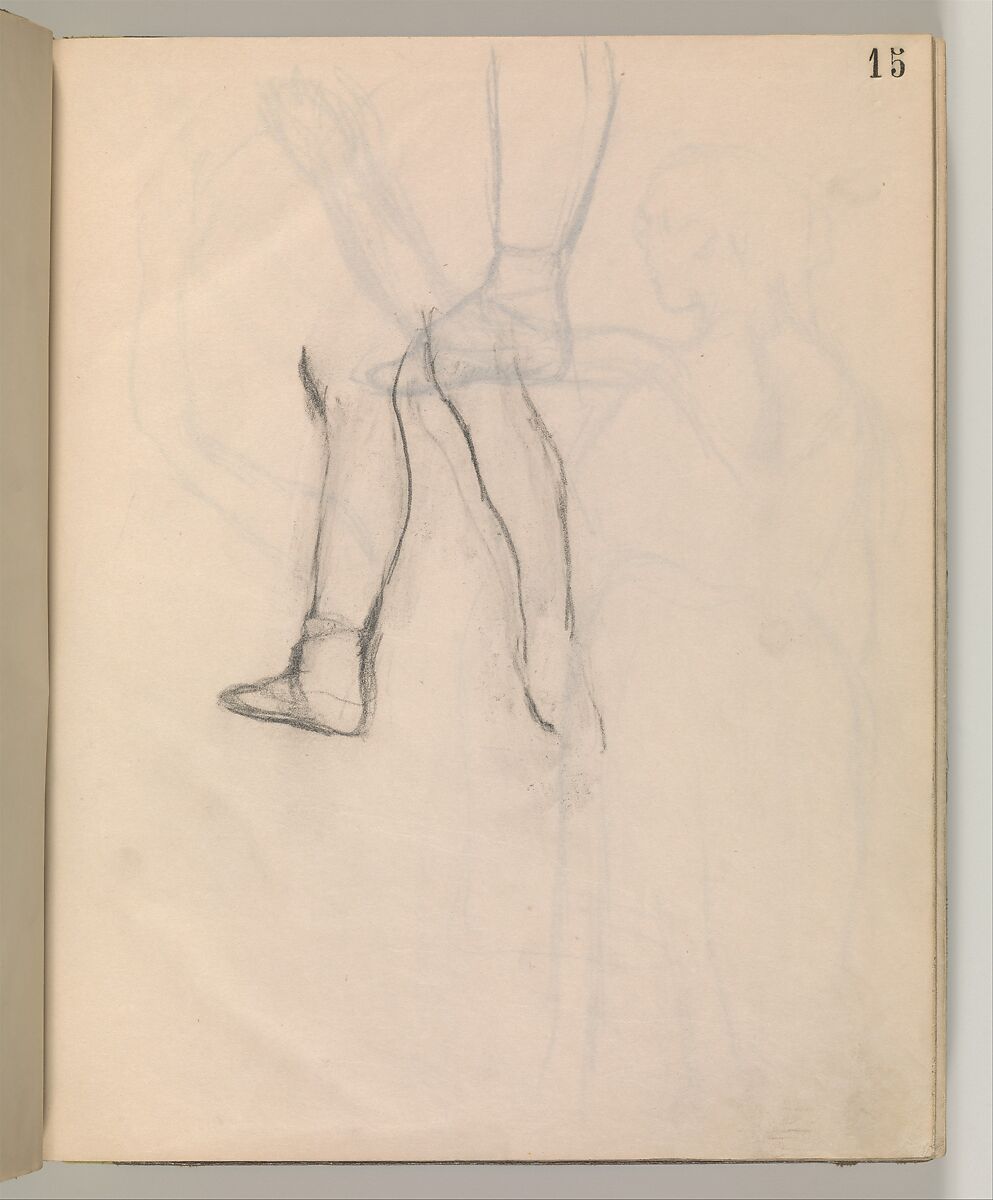 Album of Forty-five Figure Studies, Edgar Degas (French, Paris 1834–1917 Paris), Black chalk on thin, eggshell paper