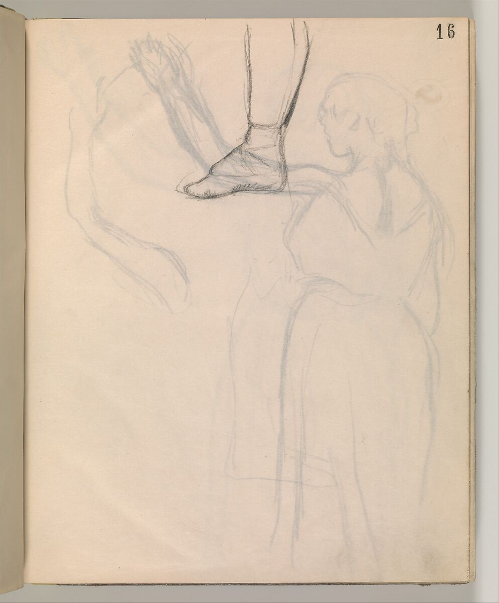 Album of Forty-five Figure Studies, Edgar Degas (French, Paris 1834–1917 Paris), Black chalk on thin, eggshell paper