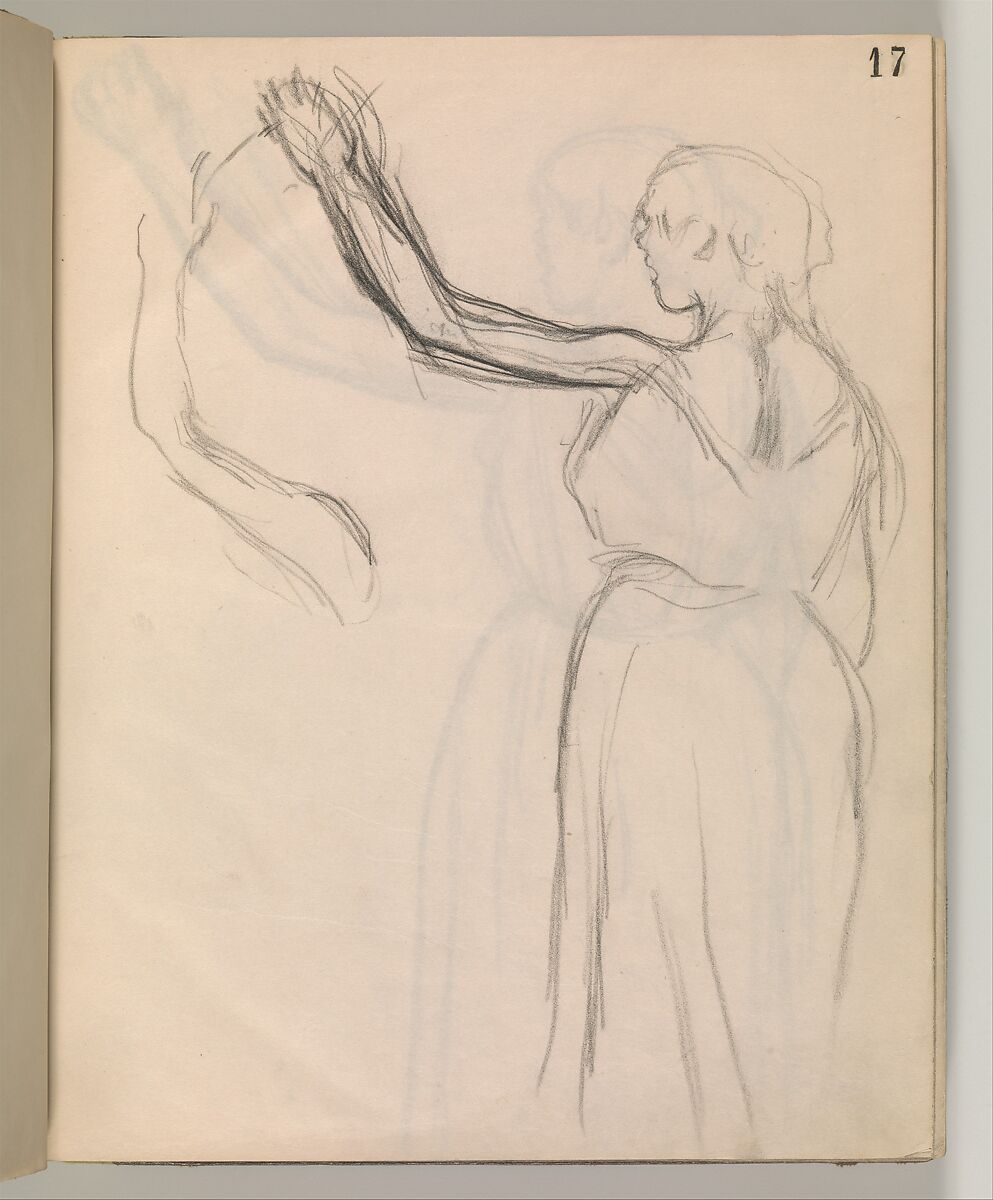 Album of Forty-five Figure Studies, Edgar Degas (French, Paris 1834–1917 Paris), Black chalk on thin, eggshell paper