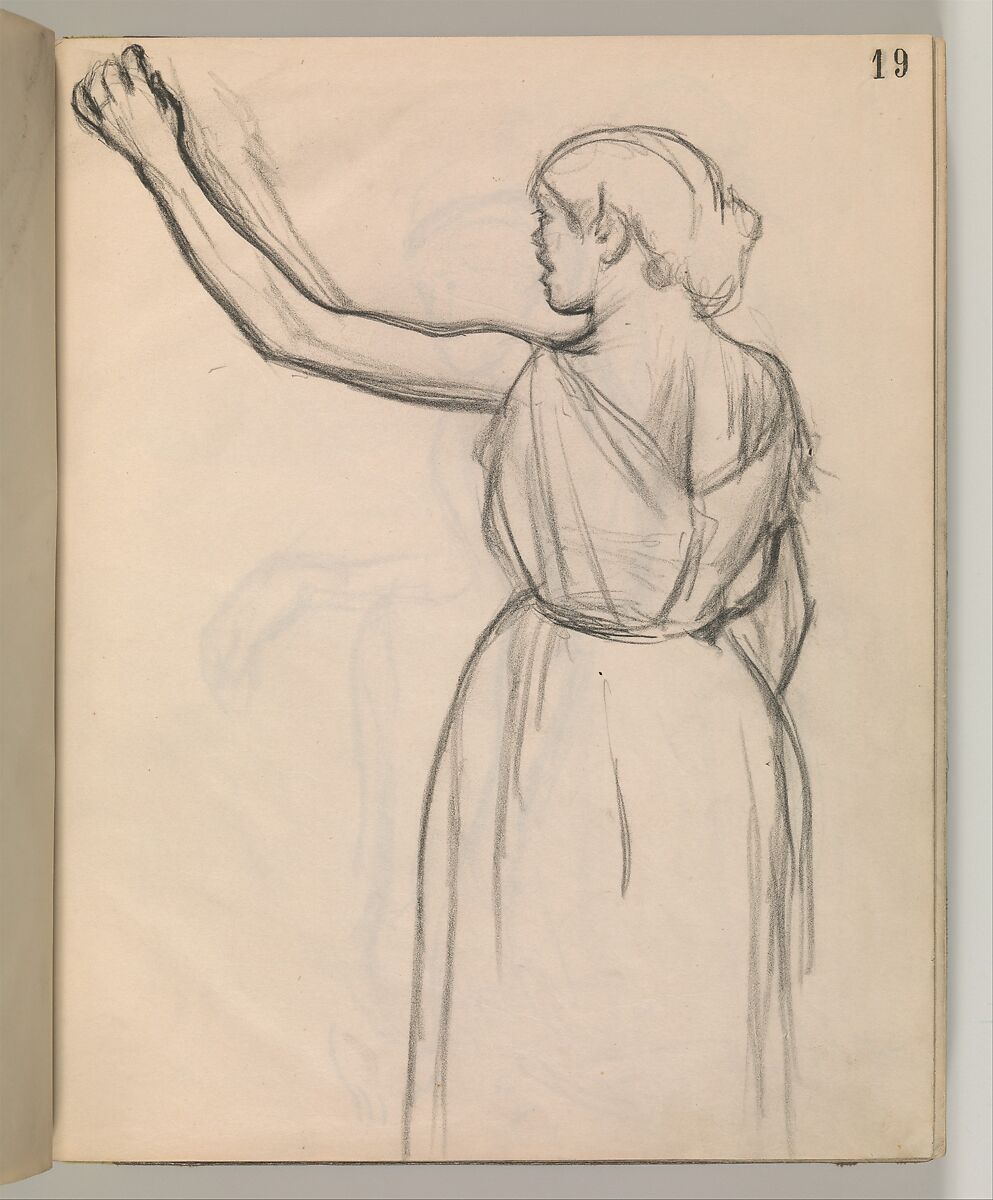 Album of Forty-five Figure Studies, Edgar Degas (French, Paris 1834–1917 Paris), Black chalk on thin, eggshell paper