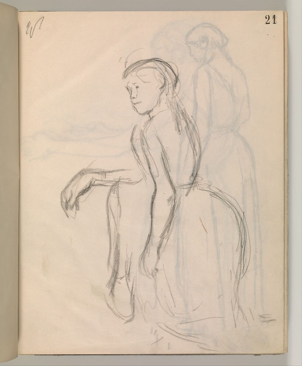 Album of Forty-five Figure Studies, Edgar Degas (French, Paris 1834–1917 Paris), Black chalk on thin, eggshell paper