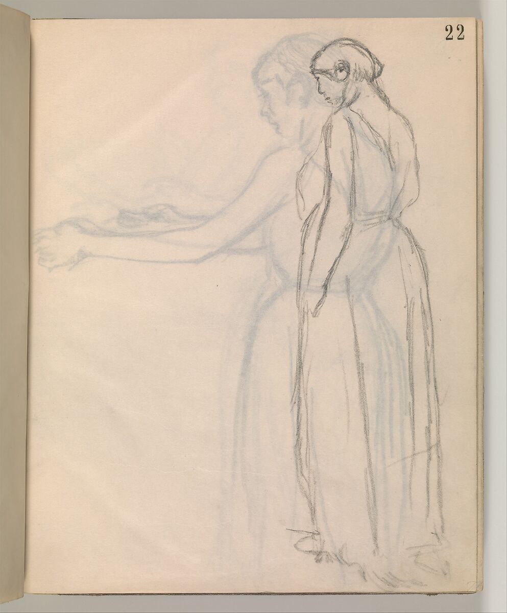 Album of Forty-five Figure Studies, Edgar Degas (French, Paris 1834–1917 Paris), Black chalk on thin, eggshell paper