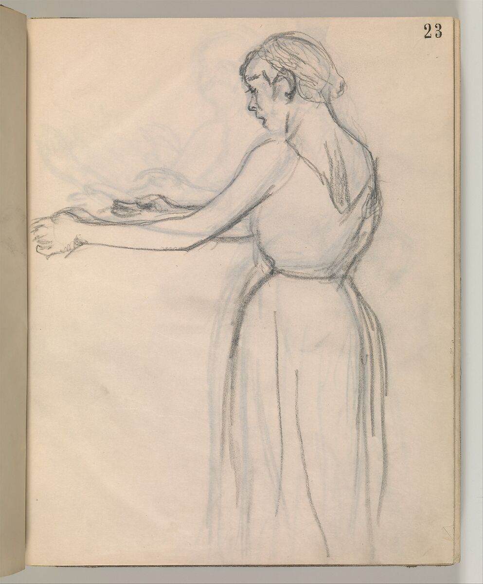 Album of Forty-five Figure Studies, Edgar Degas (French, Paris 1834–1917 Paris), Black chalk on thin, eggshell paper