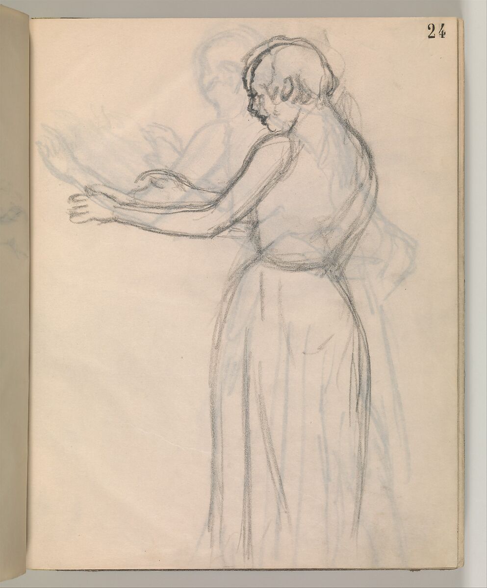 Album of Forty-five Figure Studies, Edgar Degas (French, Paris 1834–1917 Paris), Black chalk on thin, eggshell paper