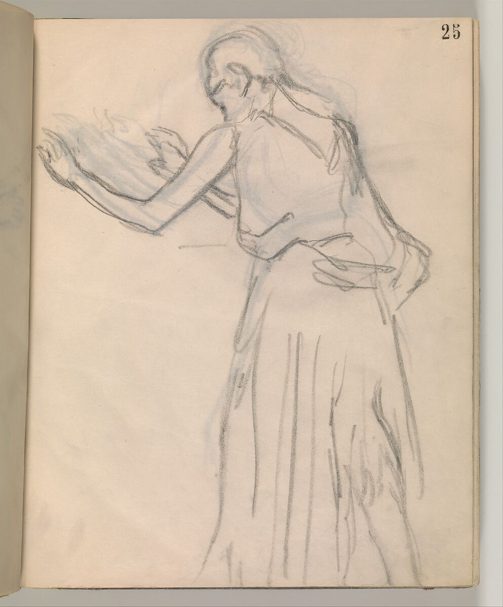 Album of Forty-five Figure Studies, Edgar Degas (French, Paris 1834–1917 Paris), Black chalk on thin, eggshell paper