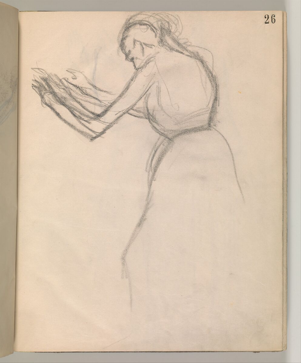 Album of Forty-five Figure Studies, Edgar Degas (French, Paris 1834–1917 Paris), Black chalk on thin, eggshell paper