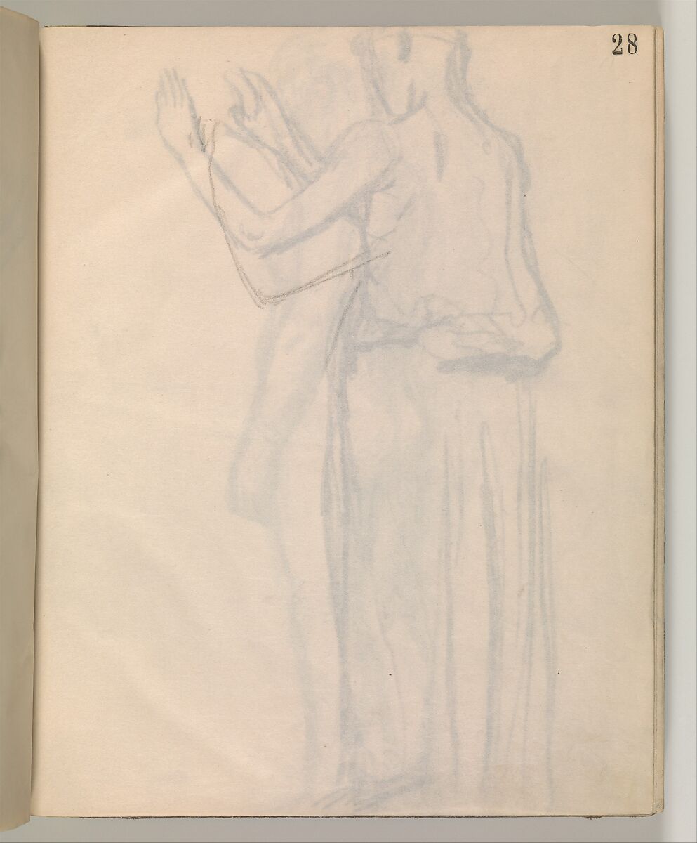 Album of Forty-five Figure Studies, Edgar Degas (French, Paris 1834–1917 Paris), Black chalk on thin, eggshell paper