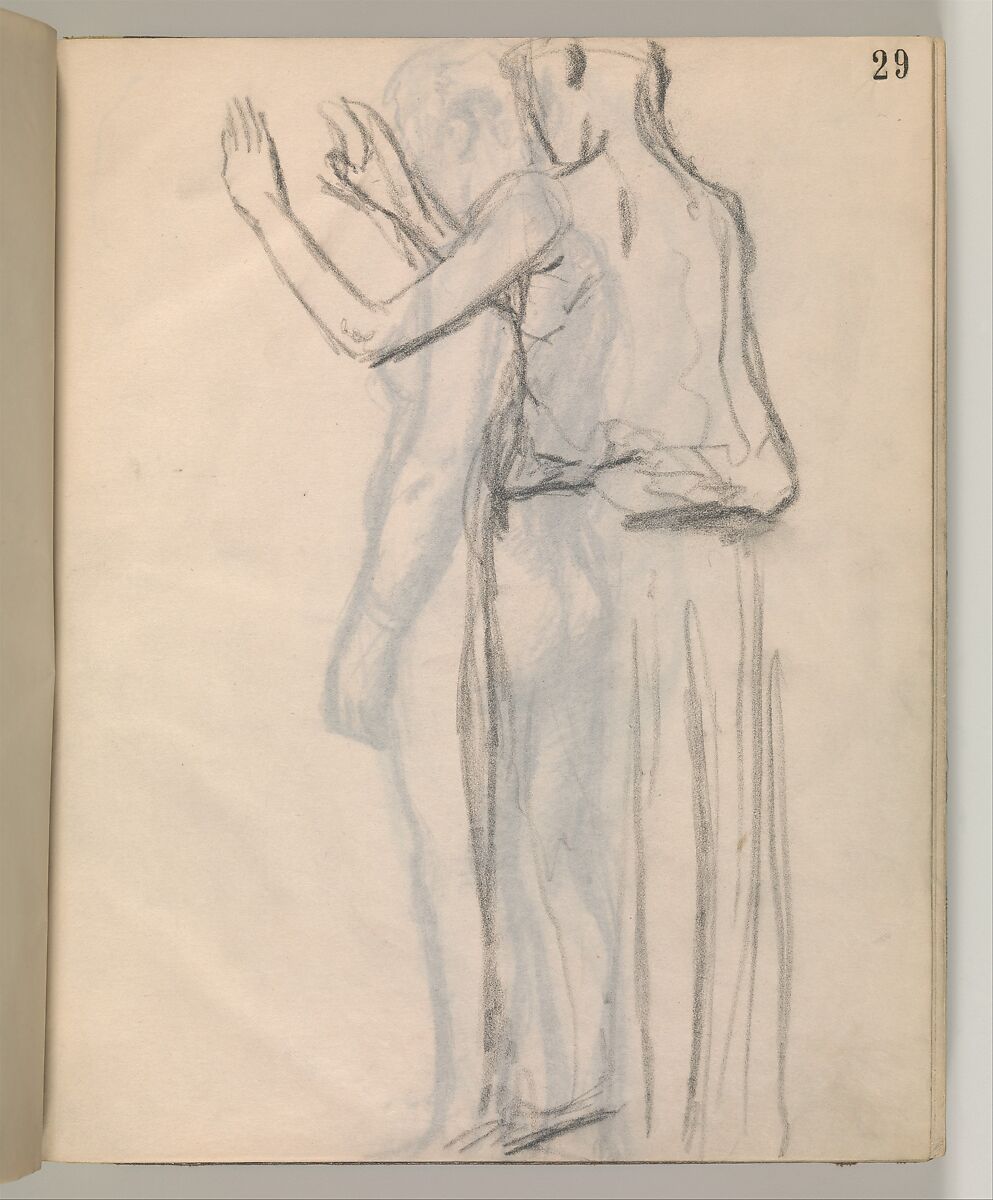 Album of Forty-five Figure Studies, Edgar Degas (French, Paris 1834–1917 Paris), Black chalk on thin, eggshell paper