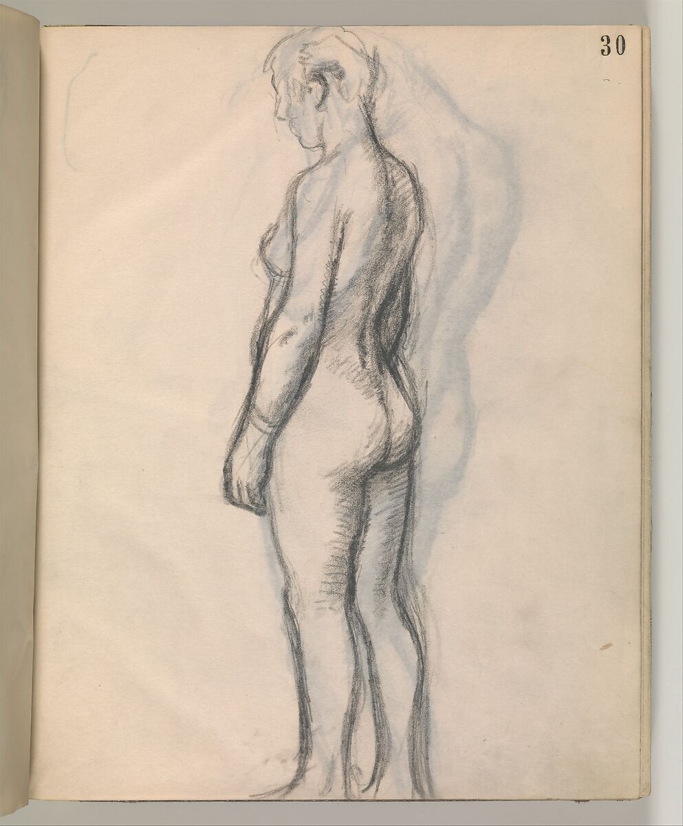 Album of Forty-five Figure Studies, Edgar Degas (French, Paris 1834–1917 Paris), Black chalk on thin, eggshell paper
