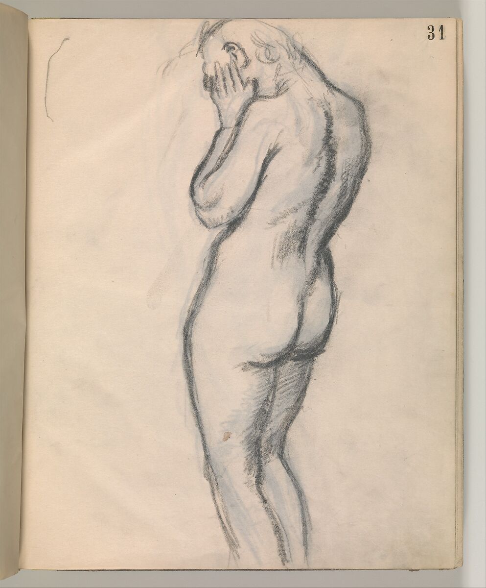 Album of Forty-five Figure Studies, Edgar Degas (French, Paris 1834–1917 Paris), Black chalk on thin, eggshell paper