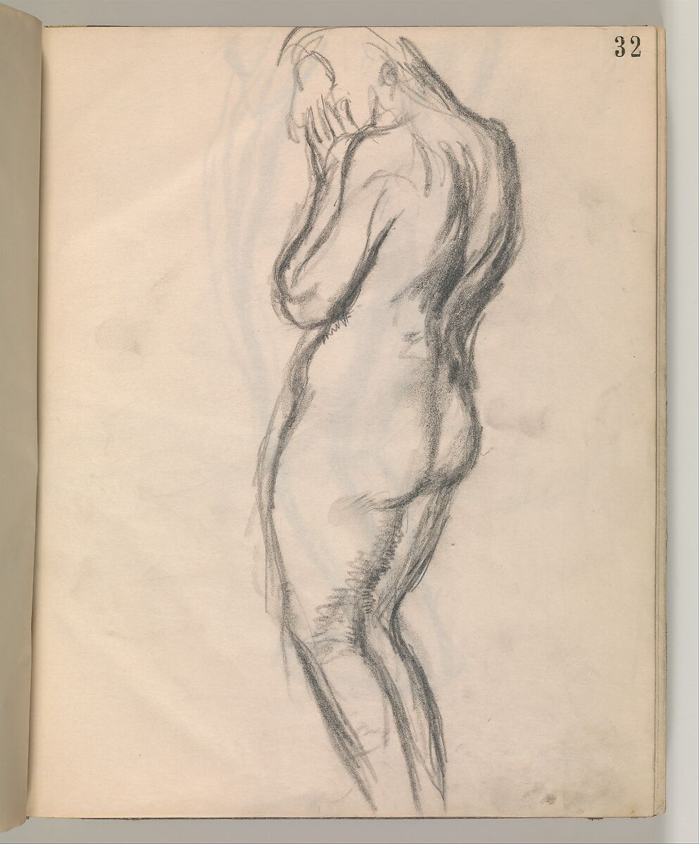 Album of Forty-five Figure Studies, Edgar Degas (French, Paris 1834–1917 Paris), Black chalk on thin, eggshell paper