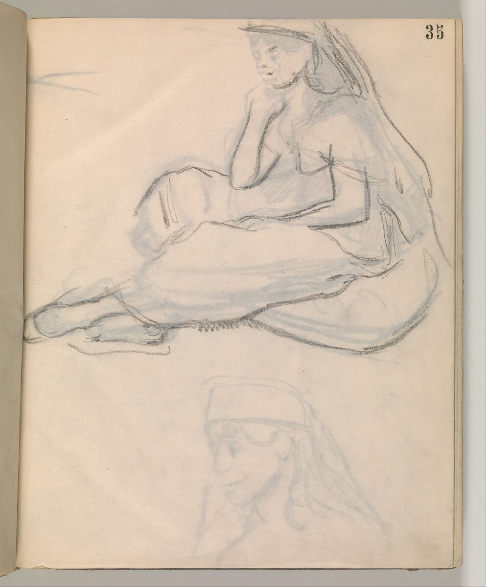 Album of Forty-five Figure Studies, Edgar Degas (French, Paris 1834–1917 Paris), Black chalk on thin, eggshell paper