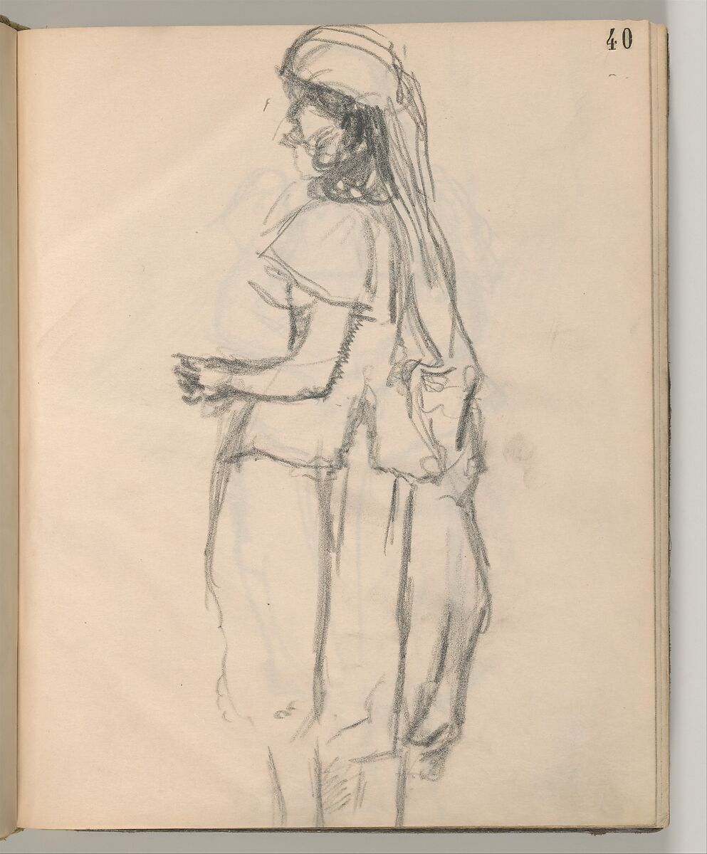 Album of Forty-five Figure Studies, Edgar Degas (French, Paris 1834–1917 Paris), Black chalk on thin, eggshell paper
