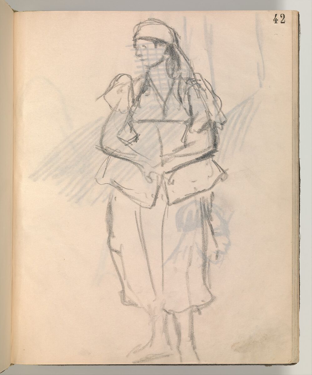 Album of Forty-five Figure Studies, Edgar Degas (French, Paris 1834–1917 Paris), Black chalk on thin, eggshell paper