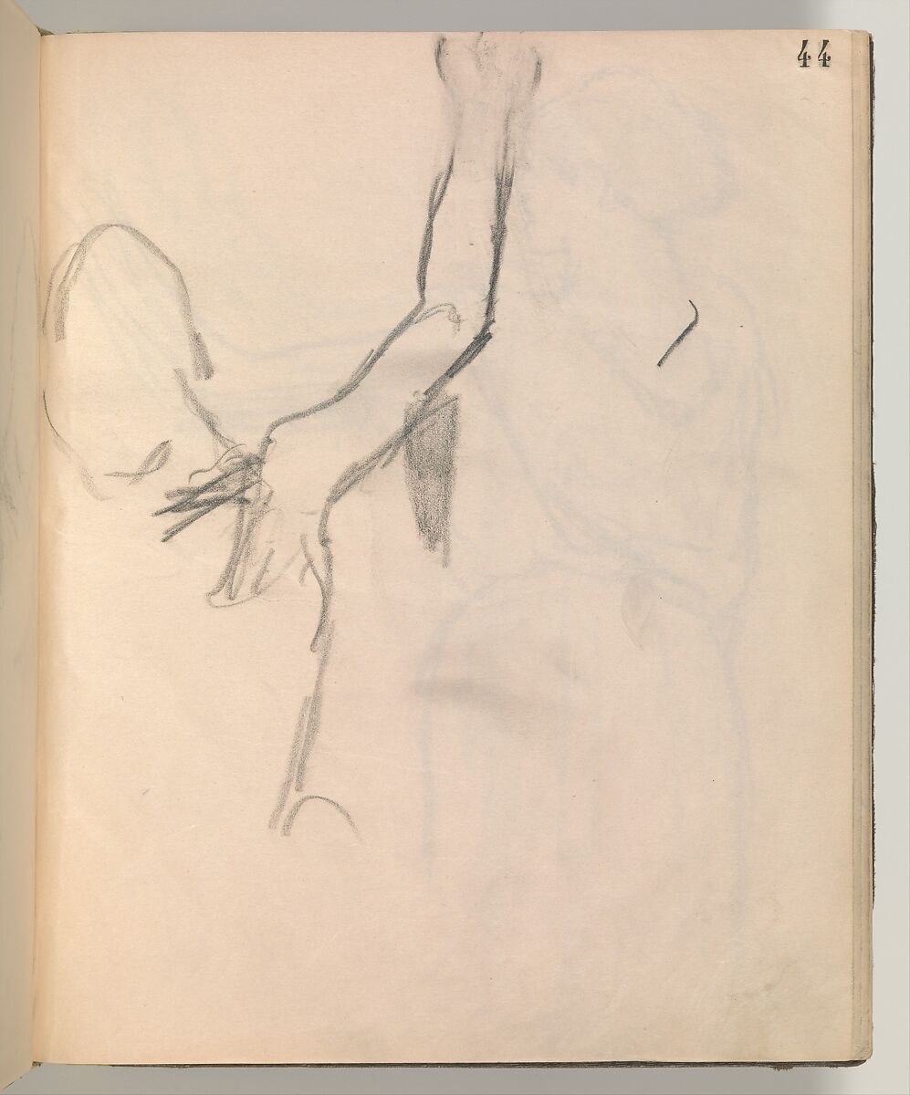 Album of Forty-five Figure Studies, Edgar Degas (French, Paris 1834–1917 Paris), Black chalk on thin, eggshell paper